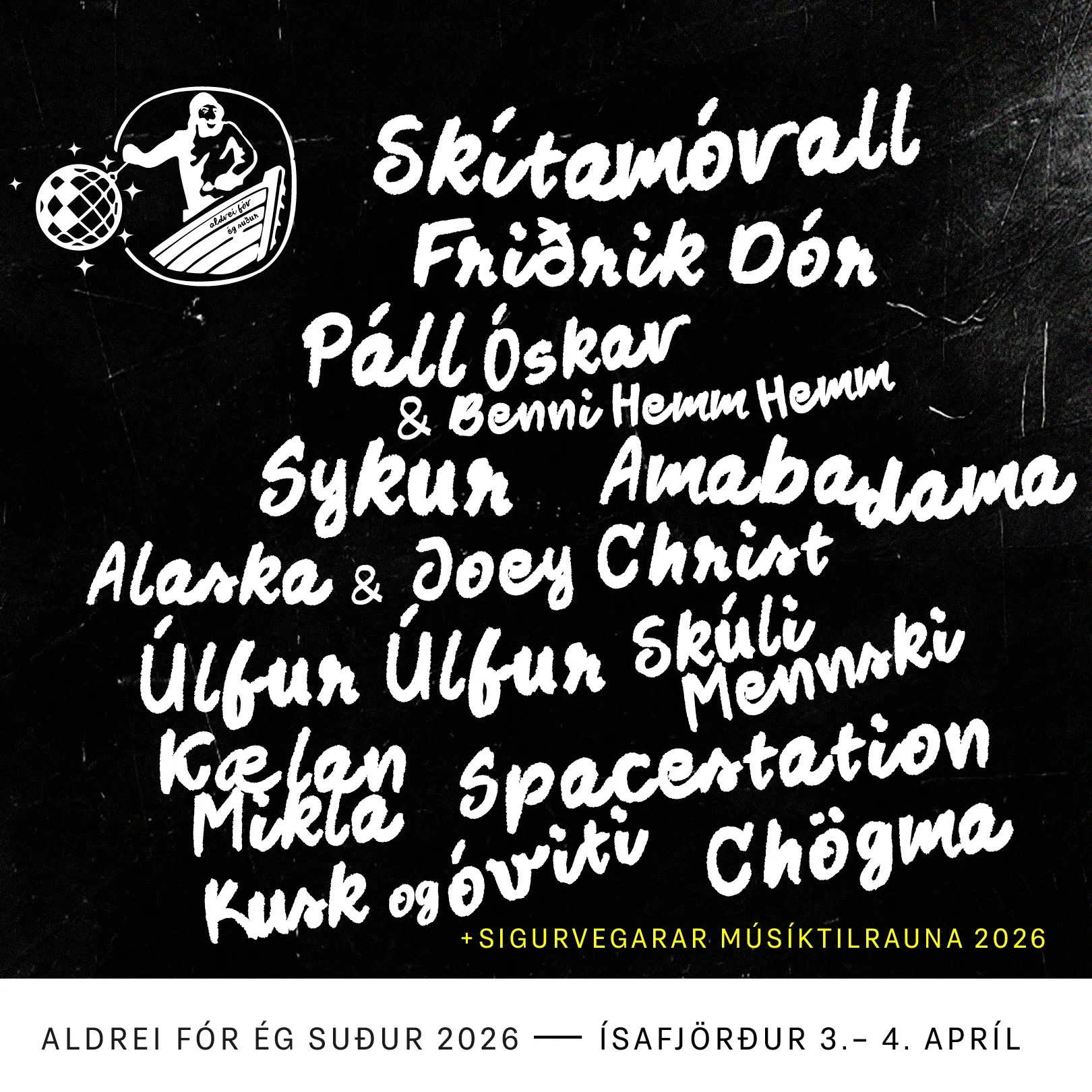 Listafólkið sem stígur á stokk í skemmunni í ár 2026